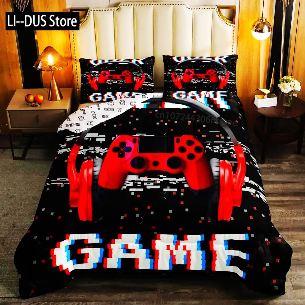 Gaming Bedding Set Game Bed Cover 135 For Adults Boys Soft Microfiber Modern Gamepad Duvet Cover Decorative With Pillowcase