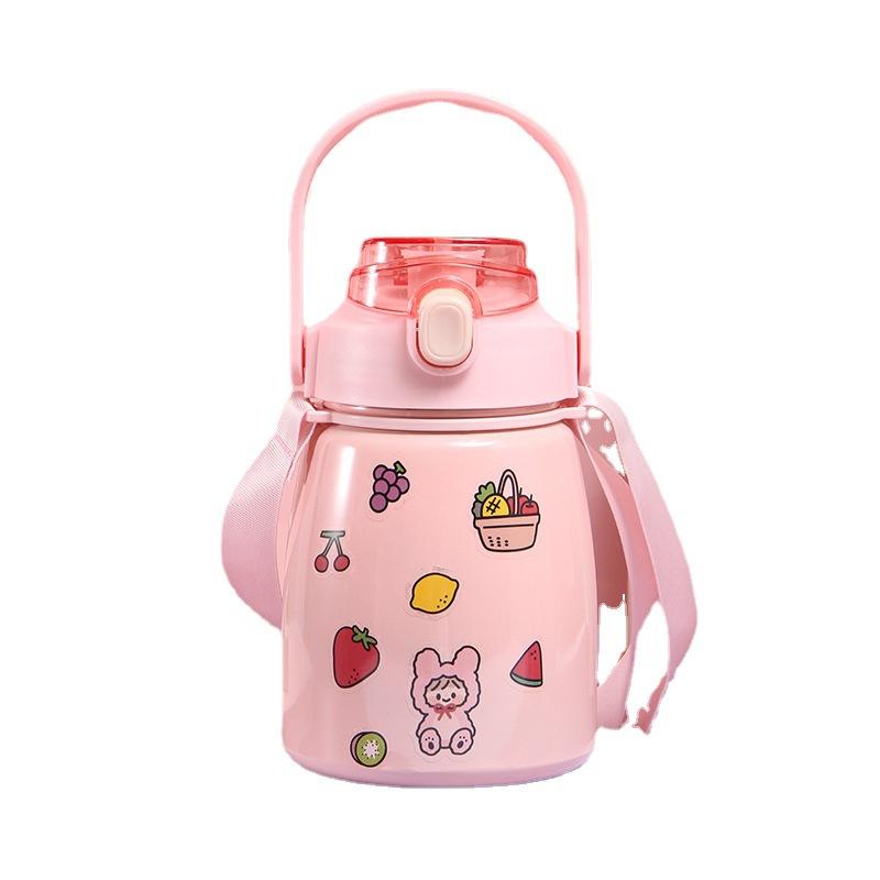 High-value Online Celebrity Pot-bellied Mug Lightweight To Carry Cartoon Gift Student Water Cup Large-capacity Bouncing Straw Childrens Pot