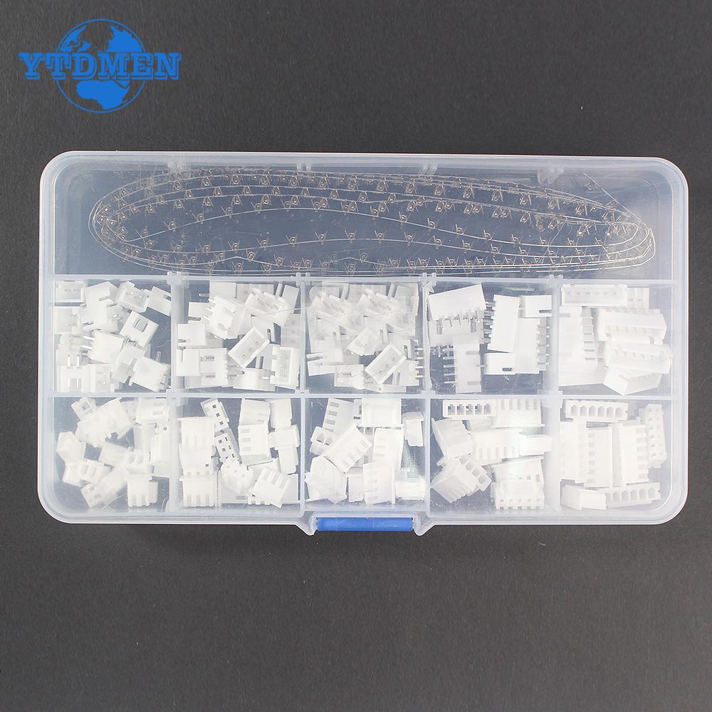 

350PCS XH2.54 Male Female Straight Needle Connector Kit 2/3/4/5/6 Pin Plug with Terminal Socket Header Wire Connectors Kit білий