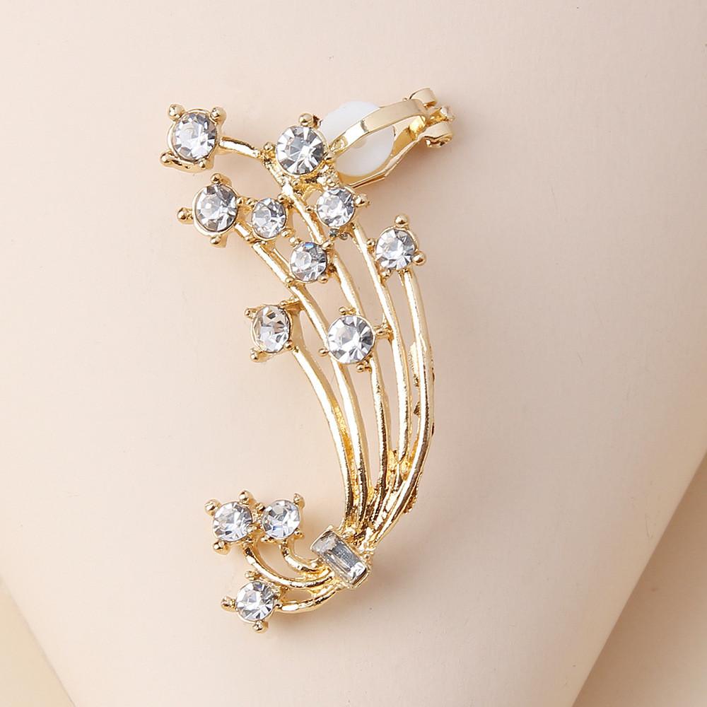 Fashion Gold Tone Flower Earrings With Rhinestone For Wedding Celebration Or
