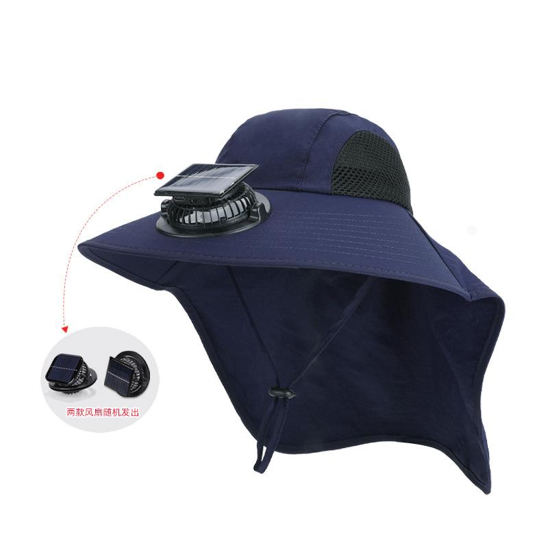 New Solar Fan Hat with Face Guard Neck Flap UV Protective Hat USB Rechargeable Men Summer Outdoor Fishing Wide Brim Bucket Cap