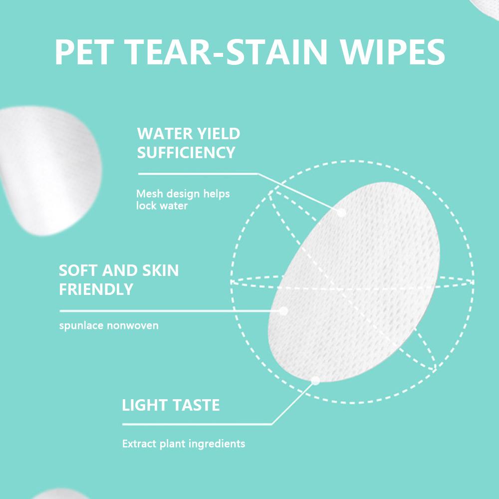 130Pcs Naturals Pet Wipes Dog Cat Tear Stain Remover Wipes Multi-role Pet Eye Ear Cleaning Care Round Pad Pet Grooming Supplies