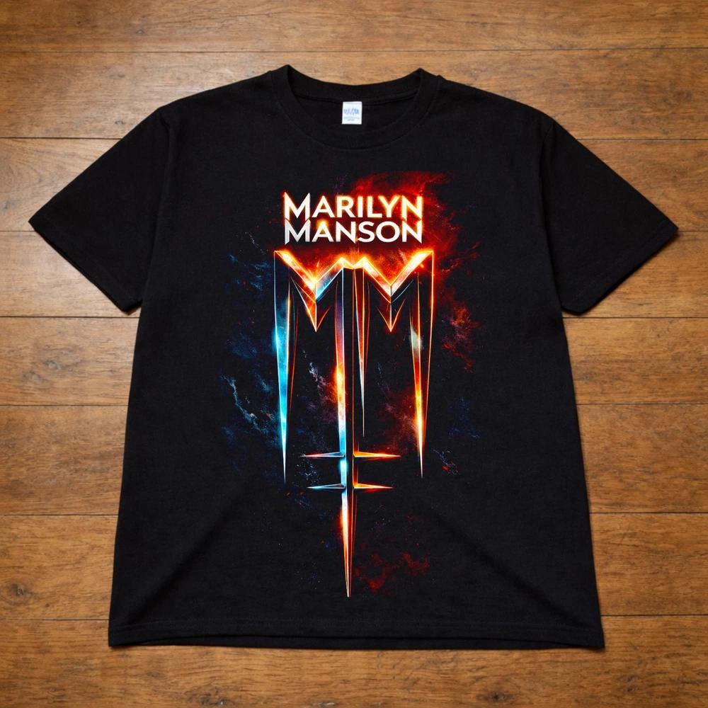 Marilyn Unisexson Band T Shirt Industrial Rock Logo Graphic Tee Adults Kids 2XL