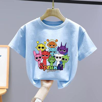 Pure Cotton Rhythm Box Children's Short-sleeved T-shirt Summer New Girls' Half-sleeved Sprunki Boys' Top