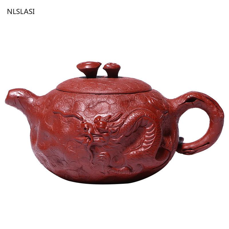 Yixing Tea Pot Purple Clay Dragon Pattern Teapots Beauty Kettle Raw Ore Dahongpao Handmade Boutique Tea Set Authentic 240ml