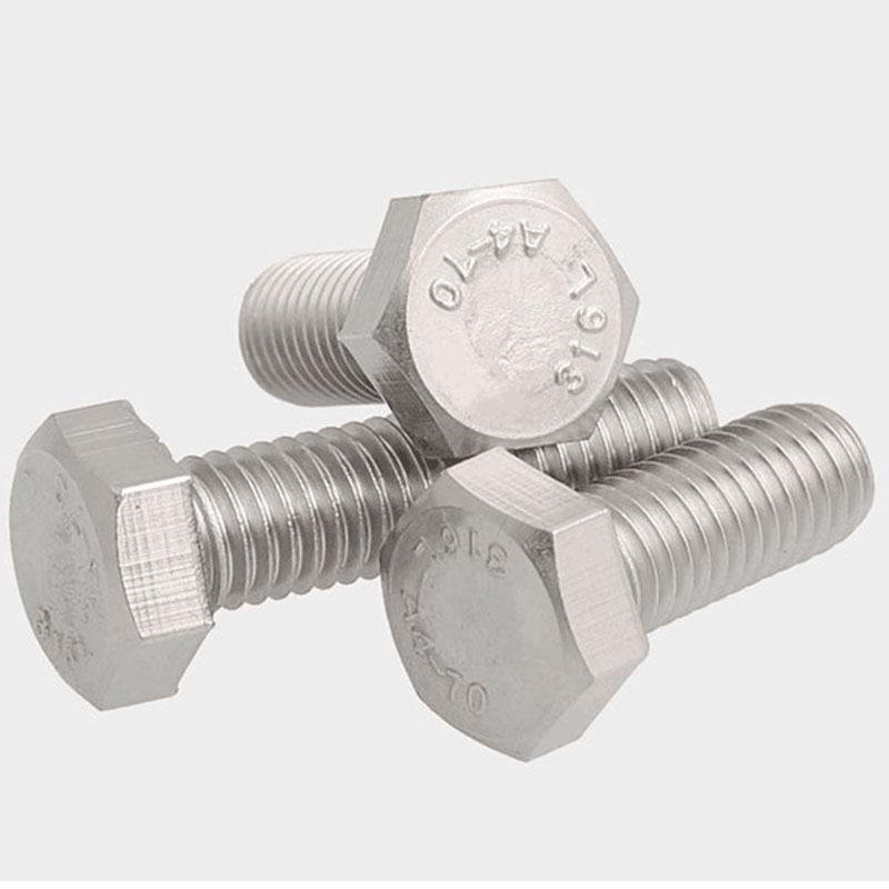316L Stainless Steel Hex Head Fully Threaded Bolt DIN933, Sizes: M14, M16, M18, Customizable