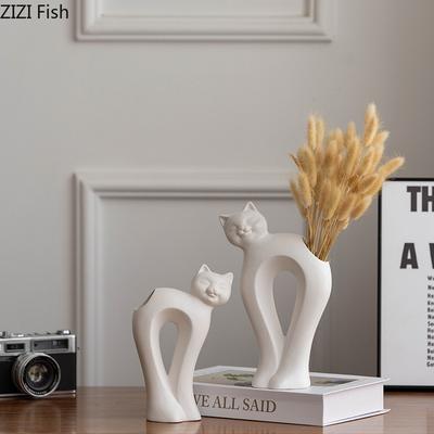 Κεραμικό Βάζο Γάτα με Στρίψιμο Γλάστρες Φυτών Διακόσμηση Τραπεζιού Σύνθεση Λουλουδιών Υπέροχο Γατάκι Ανθοδοχεία Διακόσμηση Αισθητικής Δωματίου