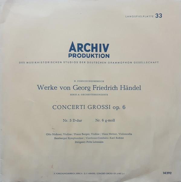 

LP Record GEORG FRIEDRICH HNDEL OTTO BCHN Concerti Grossi Op. 6 Nr. 5 Ddur 14292 Archiv Produkti 1962 Germany Classical Used