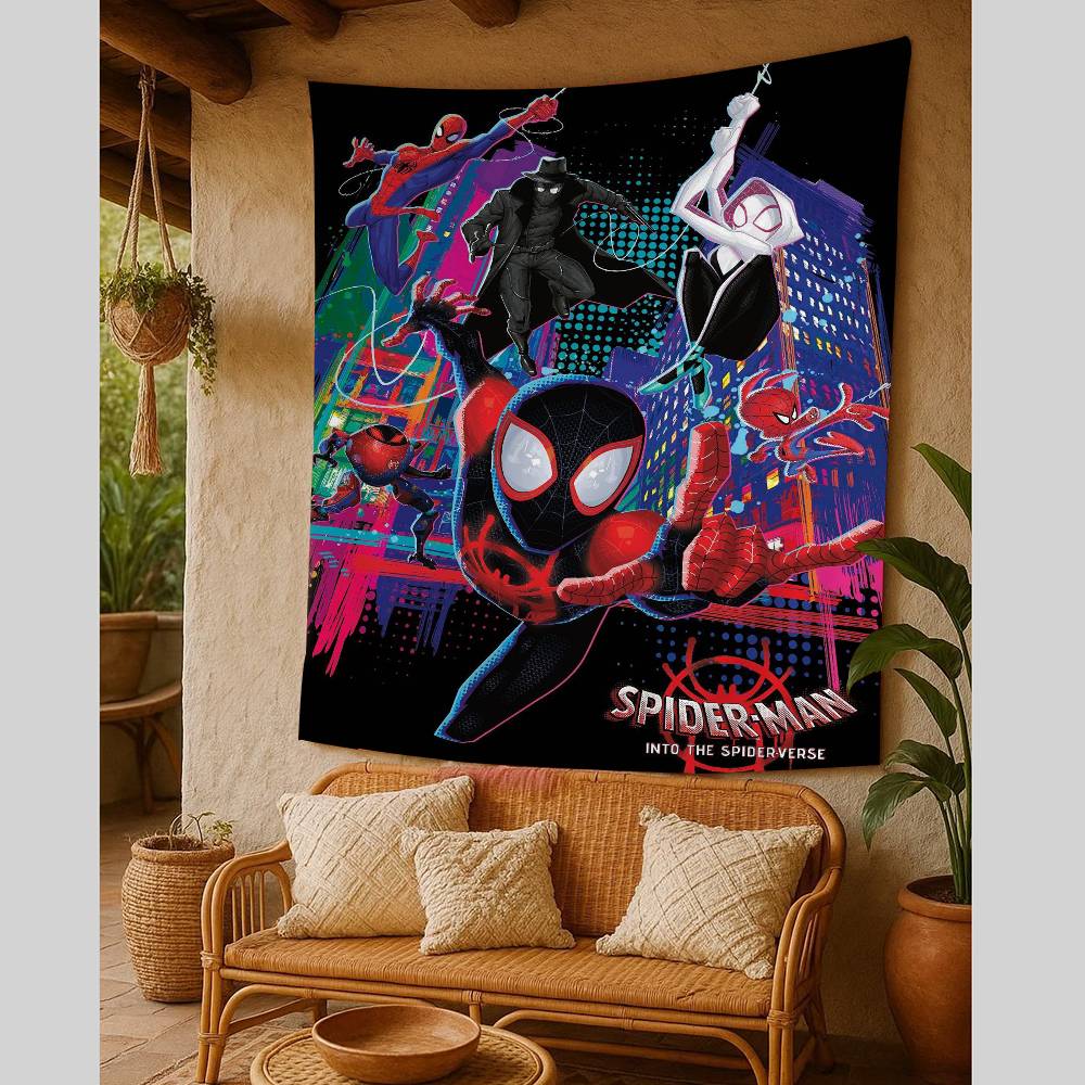 Spider Man Across the Spider Verse Printed Large Wall Tapestry Indian Buddha Wall Decoration Witchcraft Bohemian Hippie Wall Art
