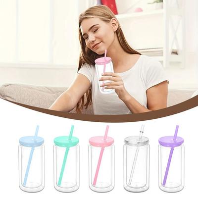 Creative 16oz Capacity Mason Jar Cups Break-Resistant Double Layers Water Bottles Reusable Snow Globe Tumbler Holiday Gifts