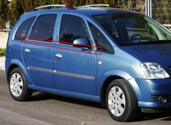 

Зовнішня окантовка скла (4 шт, нерж) для Opel Meriva 2002-2010 рр.