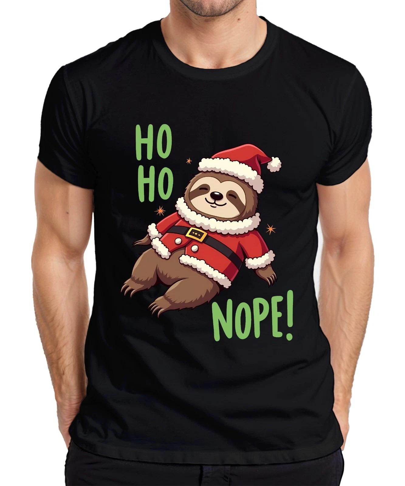 HO HO NOPE! Sloth Christmas Funny Gift Cute Lazy Mens T-Shirt- M