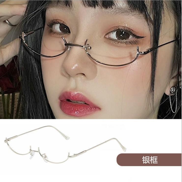 Y2K Vintage Ovale Metallrahmen Brille Halbrahmen Schick Cosplay Party Dekoration Fotografie Zubehör Geschenke für Mädchen