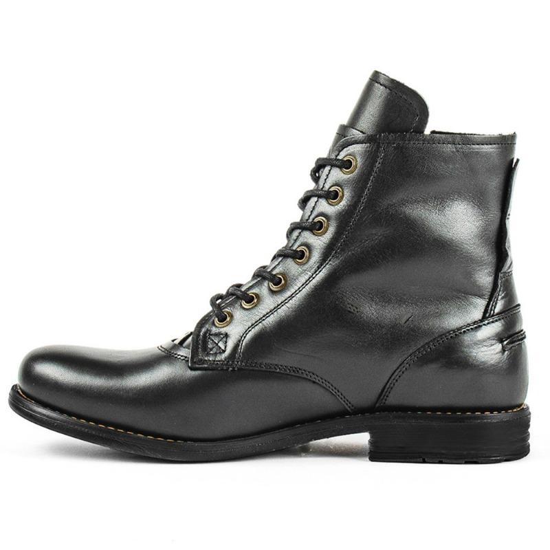 Pánské protiskluzové boty na motorku Knight Boot s tlustou podrážkou Pánské retro kožené boty Outdoor Side Zip Tréninkové kotníkové boty Velké velikosti