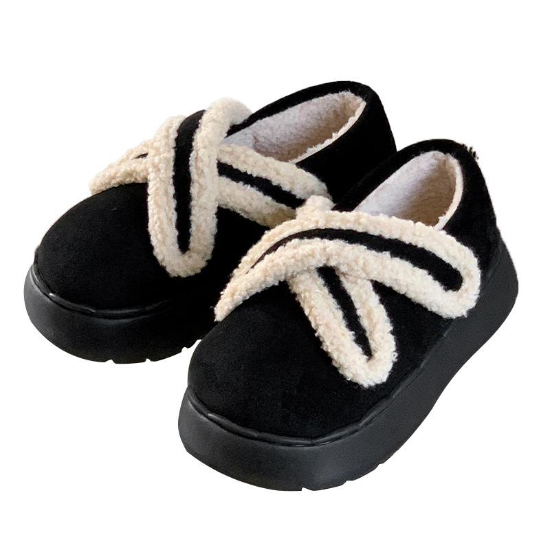 Lamb Wool Cotton Slippers Thick-soled Velvet Autumn and Winter Warm Indoor Home and Outdoor Wear Velcro All-inclusive Heel Cotton Shoes