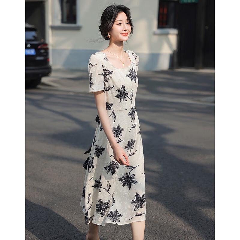 Women's Elegant Short Sleeve A-Line Midi Dress L23045L1