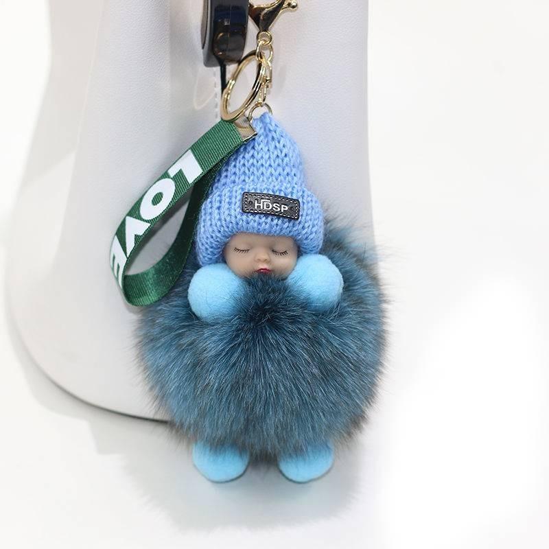 Doll Plush Sleep Ball Key Chain Bag Pendant Cute Decoration Ornament Toy Gift