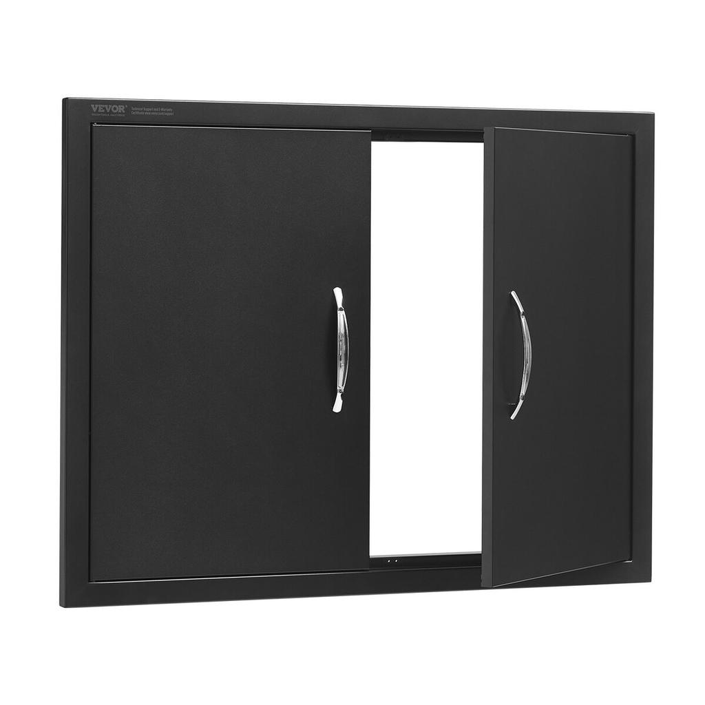 BBQ Access Door, 788x610 Mm Double Outdoor Kitchen Door, Cold Plate Flush Mount Door, Wall Vertical Door with Handles, for BBQ Island, Grilling