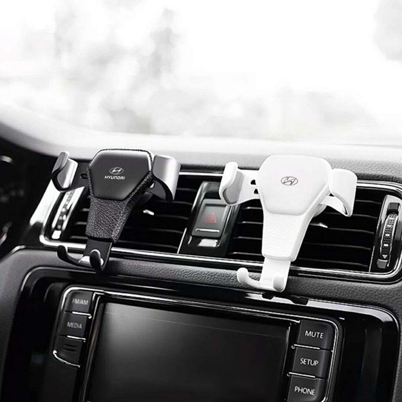 Gravity Car Badge Phone Holder Bracket Air Clip Mount Stand Accessories For Hyundai Tucson Solaris I30 Creta IX35 I40 IX20 Veloster