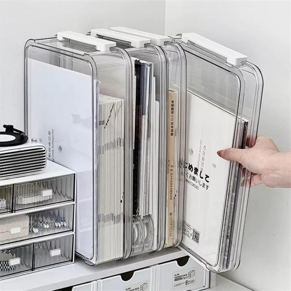 Transparent Document Storage Box Stackable A4 Data Sorting Box  for Home Office Supplies