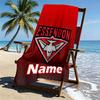 Custom Name Personalized Essendon Football Print Beach Towel, for Trip Camping Beach Party Home Decor, Birthday Gift for Family & Friends