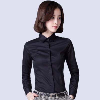 Women Formal Shirt Cotton Plain OL Blouse Button Long Sleeve Suit Office Business Work Regular Fit