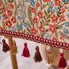ZISIZ Red Fabric Table Runner with Tassel Lace