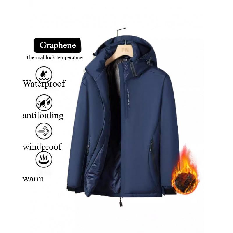 Upgraded Graphene Jacket Men's Autumn and Winter Fleece Thickened Warm Cotton Clothing Windproof and Waterproof Climbing