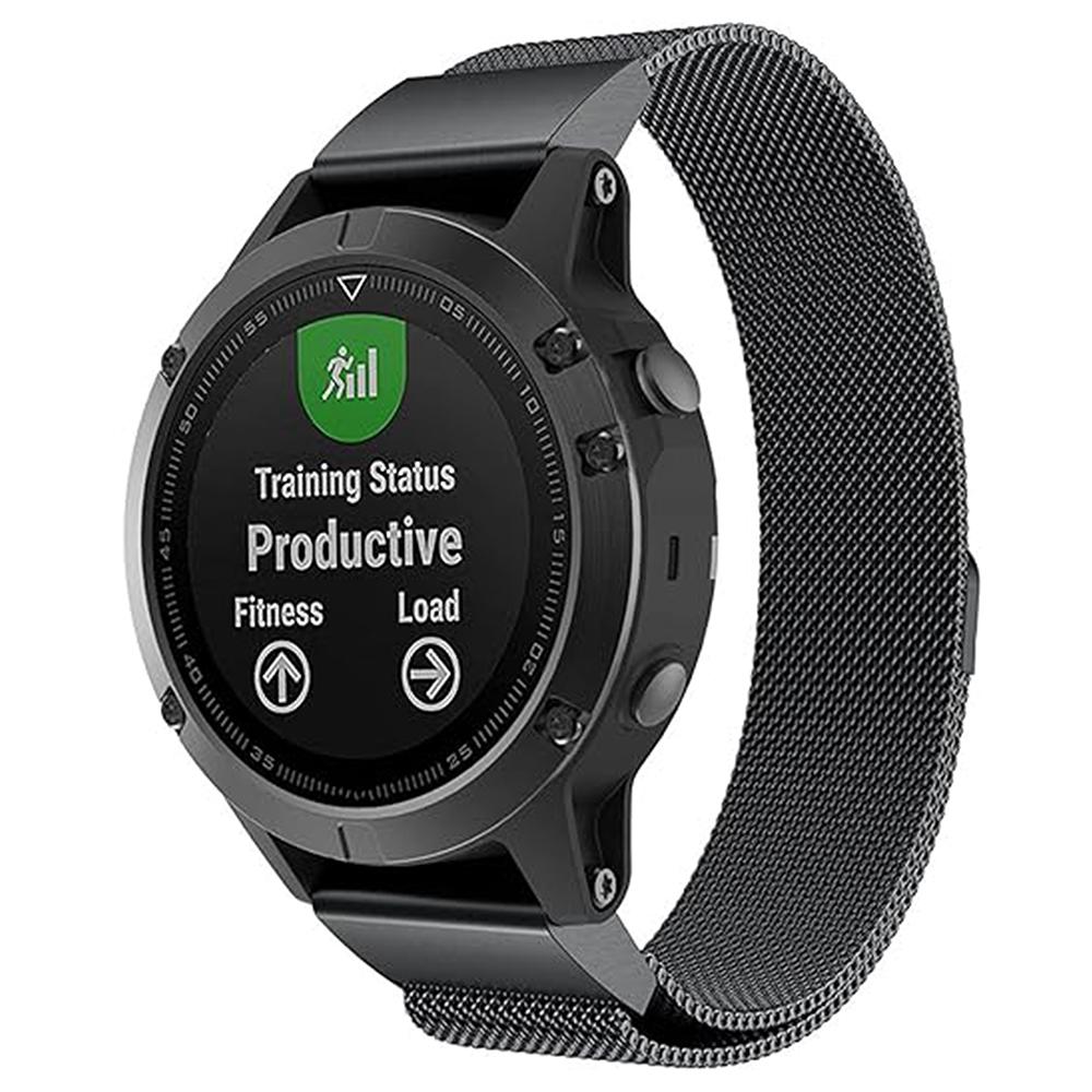 

KALEBOL KLB-ML-001 For Garmin Fenix 7X/7X Pro/6X/6X Pro/5X Plus QuickFit 26mm Watch Band Milanese Strap Silver