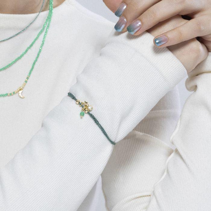 Bracelet - LUXENTER - Star - Argent 925 - finition or jaune 18k - Cristal vert