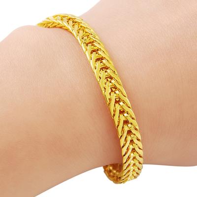 Hip hop 24k chapeamento pulseira de ouro lateralmente 5mm quilha banhado a ouro pulseira de moda, adequado para presentes de jóias femininas