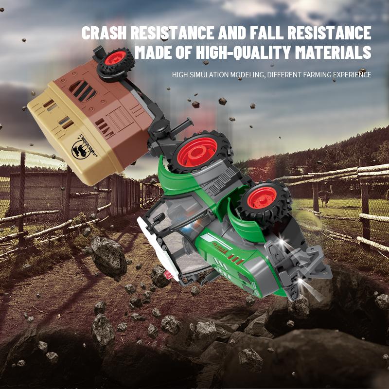 Non-Toxic Rc Farm Tractor 1/24 Remote Control Loader Trailer Farmer Truck Electric Transportation Car Model Toy Kid Children Birthday Gift