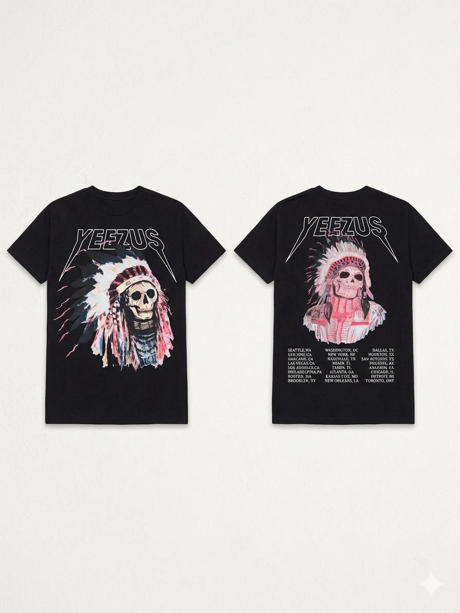 Kanye West Yeezus T Shirt Black XL Native American Skull God Wants You 2013 Tour S