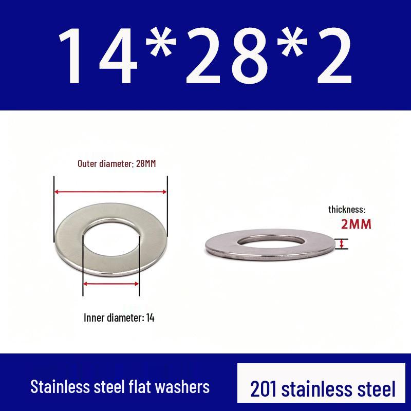 201 Stainless Steel Rust-proof Flat Washer - National Standard Hardware Fasteners with Complete Specifications, In Stock.