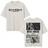Vintage Washed Anime Death Note Ryuk Yagami Light LLawliet T Shirts Mens Women Cotton Tee Shirt Fashion Short Sleeve Tshirts