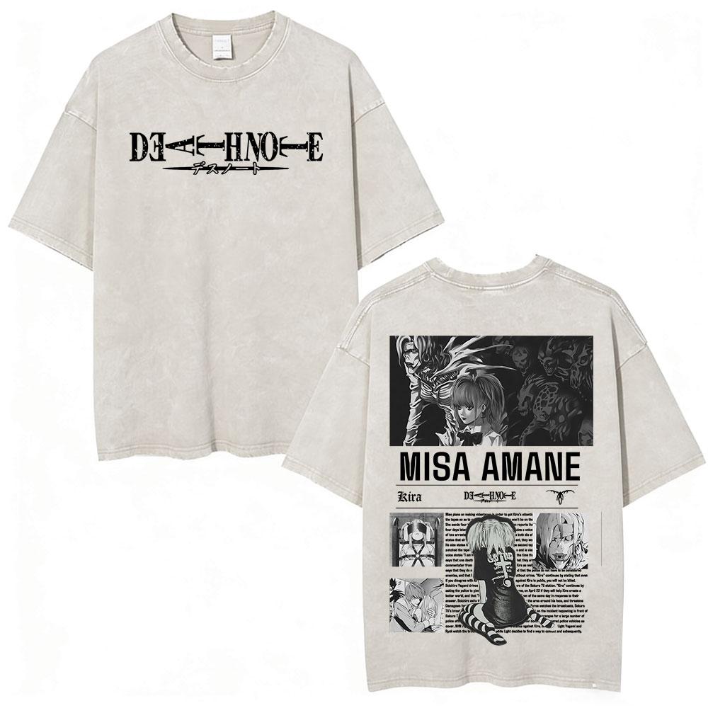 

Vintage Washed Anime Death Note Ryuk Yagami Light T Shirts Mens Women Cotton Tshirt Fashion Short Sleeve Tshirts Streetwear S
