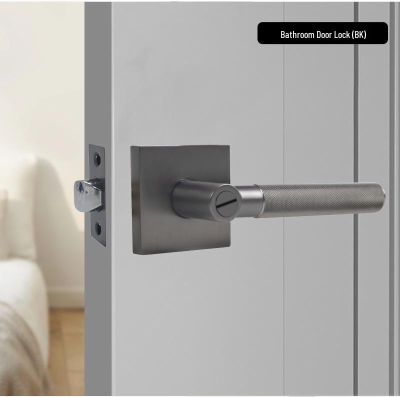 Matte Black Zinc Alloy Indoor Door Lever Lock with Knurled Handle Pattern
