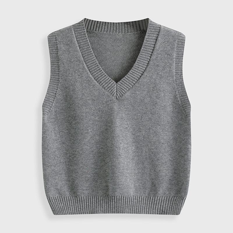 New Children's Cotton Thread Knitted Vest College Style V-neck Pullover Autumn and Winter Sweater Vest Knitted Sweater
