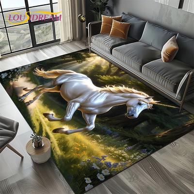 Alfombra Animales Alfombra Estilo 27 Caballo Pentium Corcel Valiente para Sala de Estar Dormitorio Hogar Decoración de Sofá, Alfombra de Área Alfombrilla Antideslizante para el Suelo
