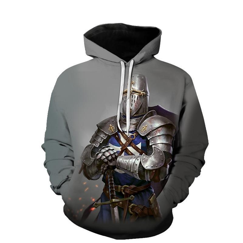 Podzimní 3D mikiny s potiskem templářských rytířů, módní, ležérní, sportovní, s dlouhým rukávem, pánské mikiny s kapucí