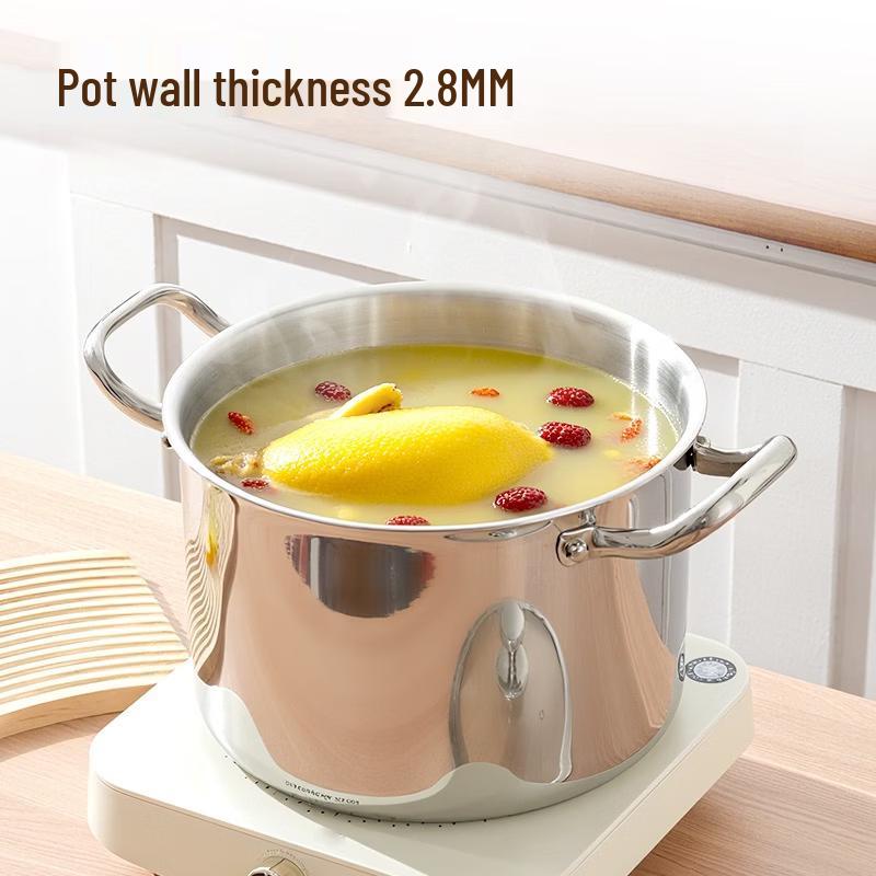 ZISIZ 24cm 304 Stainless Steel Stockpot with Steamer