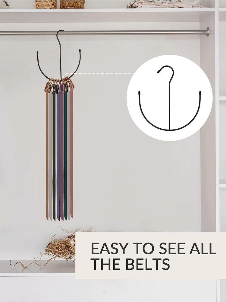 1pc Belt Storage Rack U Shape Multi-Purpose Belt Hanger Stainless Steel Solid Steel Metal Dipped Sorting Rack Tie Scarf Hanger