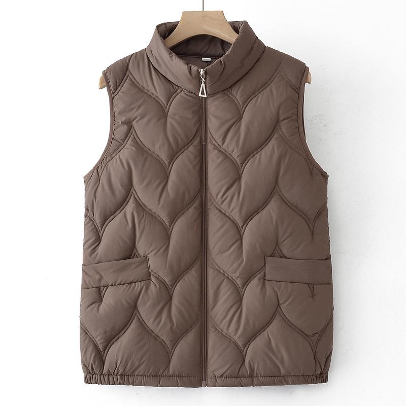 Женский зимний пухово-хлопковый жилет для мам среднего и пожилого возраста 6XL (160-175 jin) кофейный