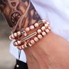 Micro-inlaid zircon bracelet set, men's bracelet copper bracelet set, punk adjustable bracelet.