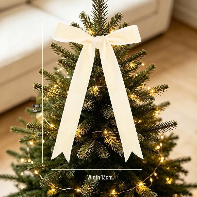 Velvet Ribbon Christmas Tree Bow Pendant - Hanging Party Decoration