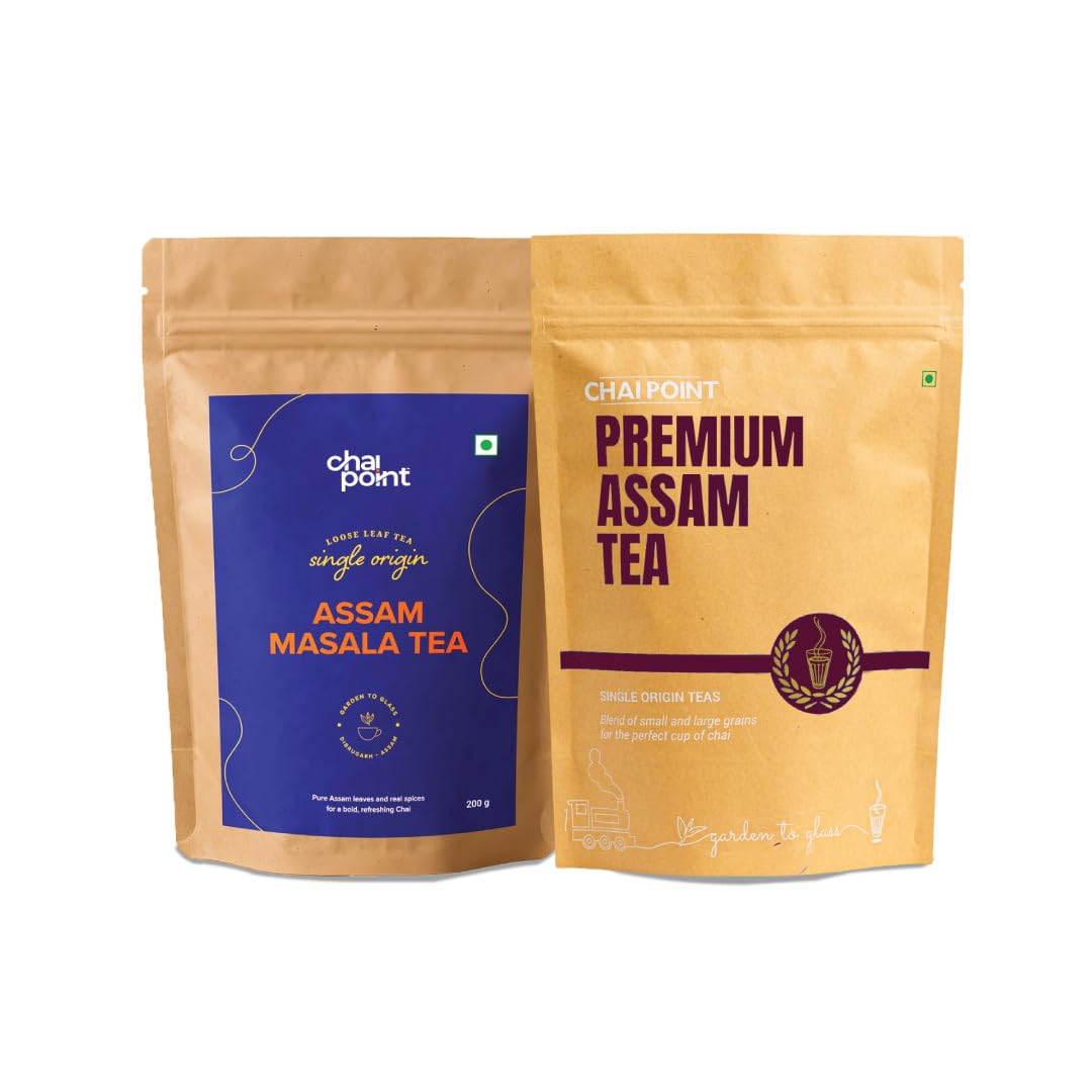 Chai Point Assam Tea Combo - Masala Tea with Natural Spices & Premium Assam Tea | Vacuum Packed, Single-Origin Teas | 400g