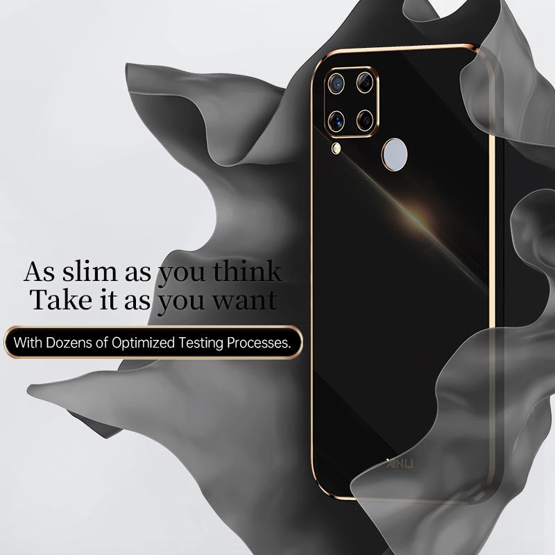 Bling Square Plating Soft Case For OPPO Realme C21Y C35 C31 C20 C17 C15 C12 C11 10 9 9i 8 7 Pro A54 A74 A94 A52 A72 A92 A33 A53 4G 5G Silicone Cover