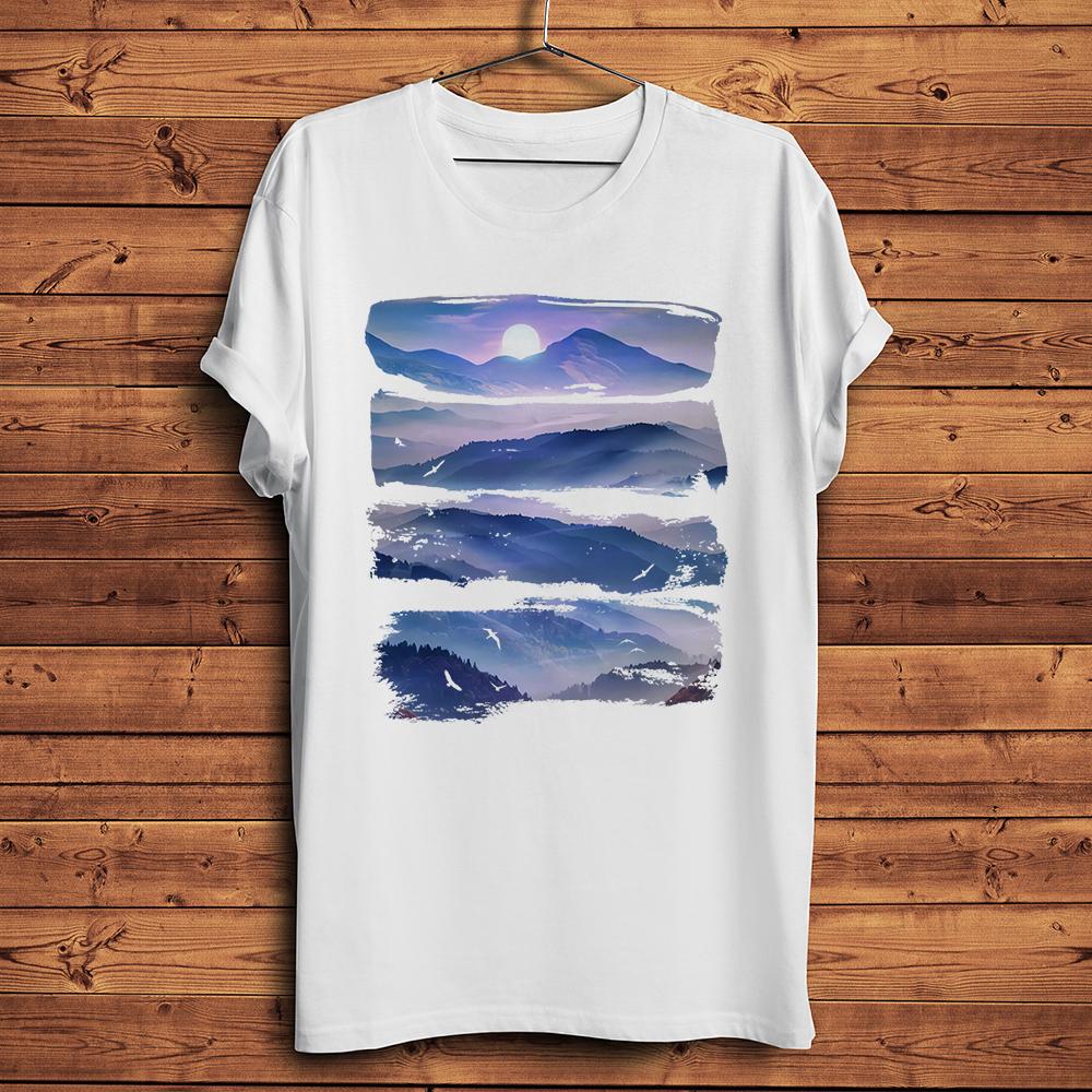 Seven Summits Mountain Peak and Tropical Forest Funny Natural T Shirt Unisex Homme Daily Short Sleeve TShirt Unisex Streetwear Tee
