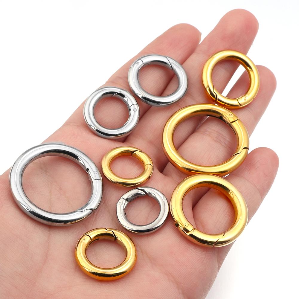 1pc 16/18/20/24/28mm Stainless Steel Open Jump Rings Gold Steel Color Round Split Ring Connector For DIY Jewelry Making Supplies