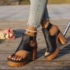 2026 Chunky Heel Women's Sandals: European & American Thick-Soled, Toe-Covering, Buckled High Heels for Summer